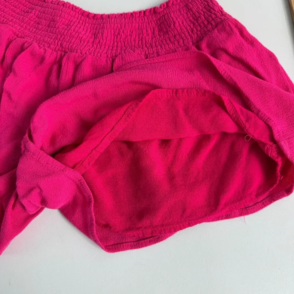 Hayden Girls Flowy Smocked Waist Shorts Pink Gauze Lined Size L